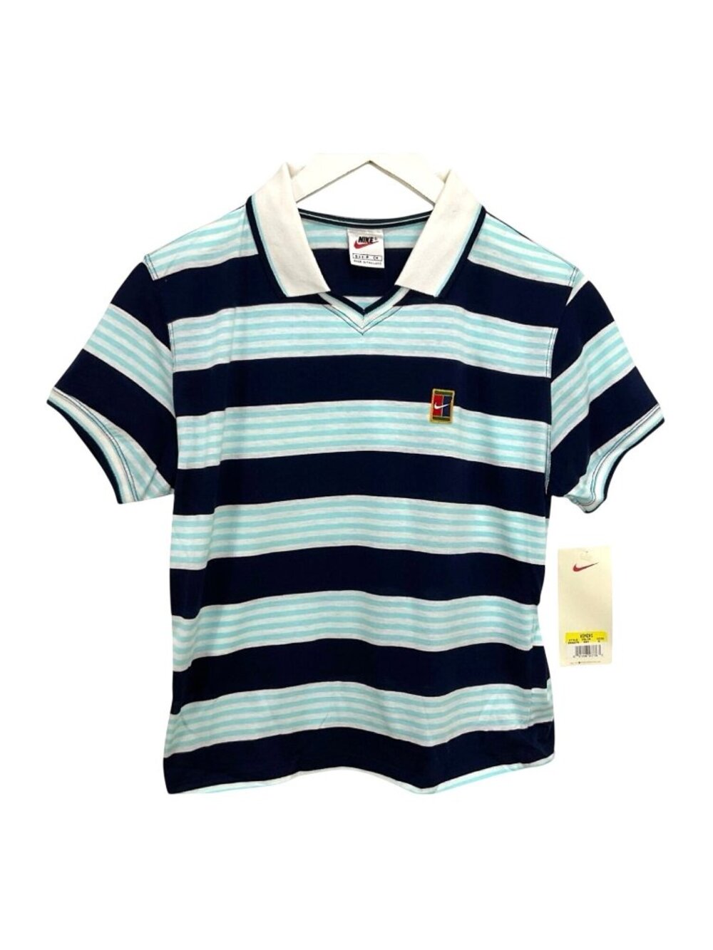 NWT Nike Blue White Striped Cotton Polo Shirt Size S